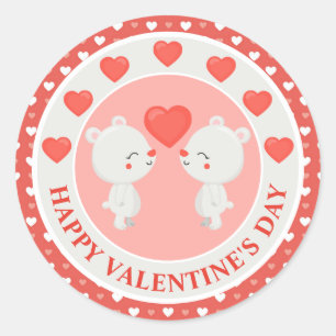 Cute Kissing Bear Couple Valentine's Day Classic Round Sticker