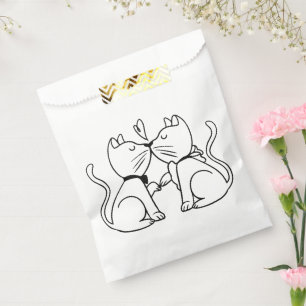 Cute Kissing Cats Black White Romantic Wedding Favour Bags
