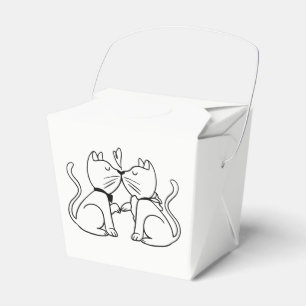 Cute Kissing Cats Black White Whimsical Wedding Favour Box
