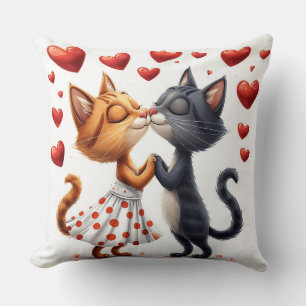 💕 Cute Kissing Cats Romantic Love Cosy  Cushion