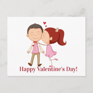 Cute Kissing Couple Customisable Valentine Postcard