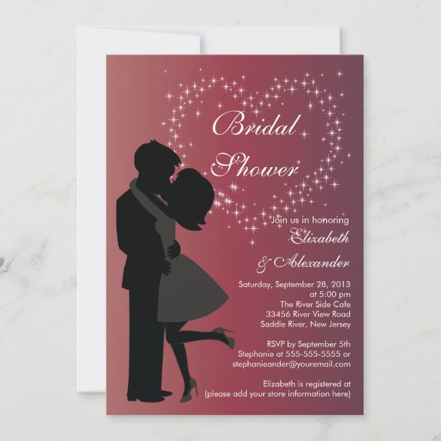 Cute Kissing Couple in Love Bridal Shower Invitation (Front)