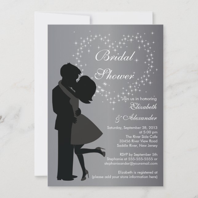 Cute Kissing Couple in Love Bridal Shower Invitation (Front)