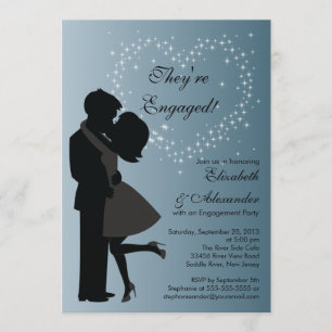 Cute Kissing Couple in Love Engagement Party Invitation