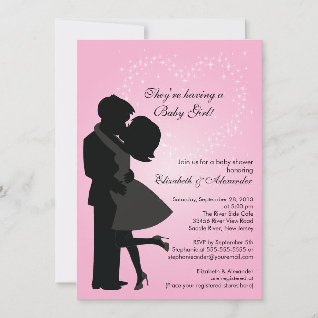 Cute Kissing Pregnant Couple in Love Baby Shower Invitation (Front)