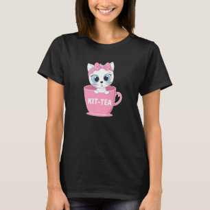 Cute Kit Tea Cup Funny Cat T-Shirt