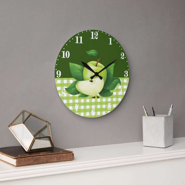 Cute kitchen apple decor large clock (Office)