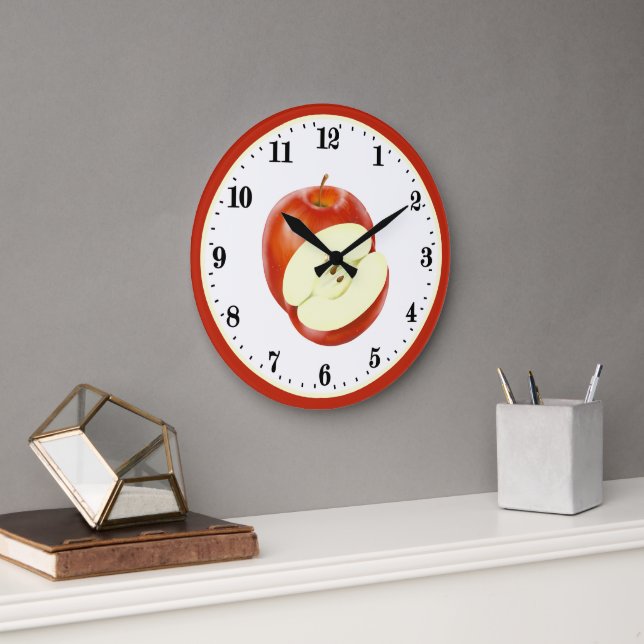 Cute kitchen apple fruit decor large clock (Office)