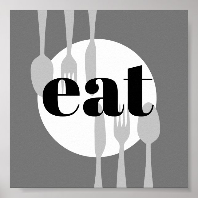 cute kitchen quote word art modern style eat poster (Front)