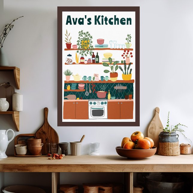 Cute Kitchen Shelves CUSTOM NAME Illustration Art  Poster (Cute Kitchen Shelves CUSTOM NAME Illustration Art Poster
Wall Art Kitchen Decor )