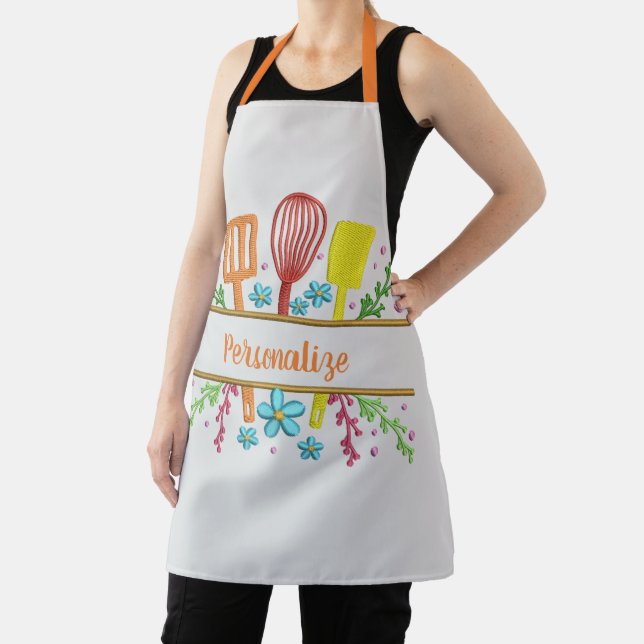 Cute Kitchen Utensils Personalised Apron (Insitu)