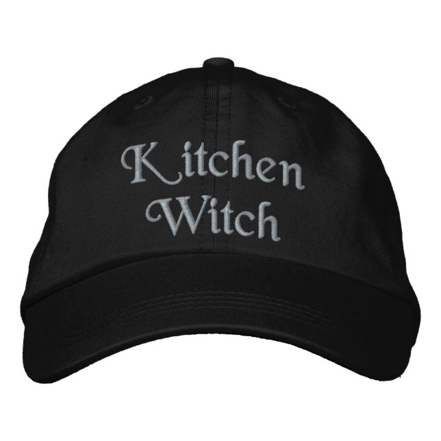 Cute Kitchen Witch Modern Hat Purple Black  (Front)