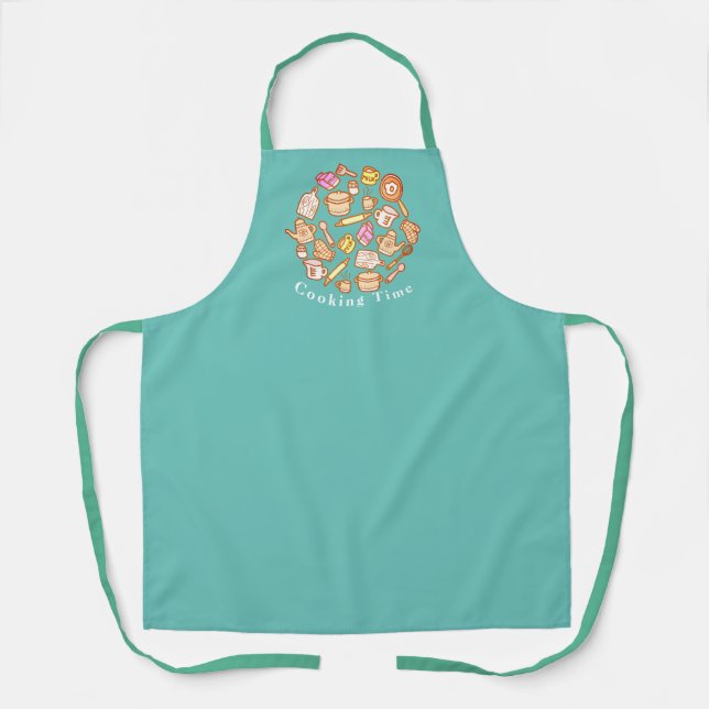Cute Kitchenware Aqua Apron (Front)
