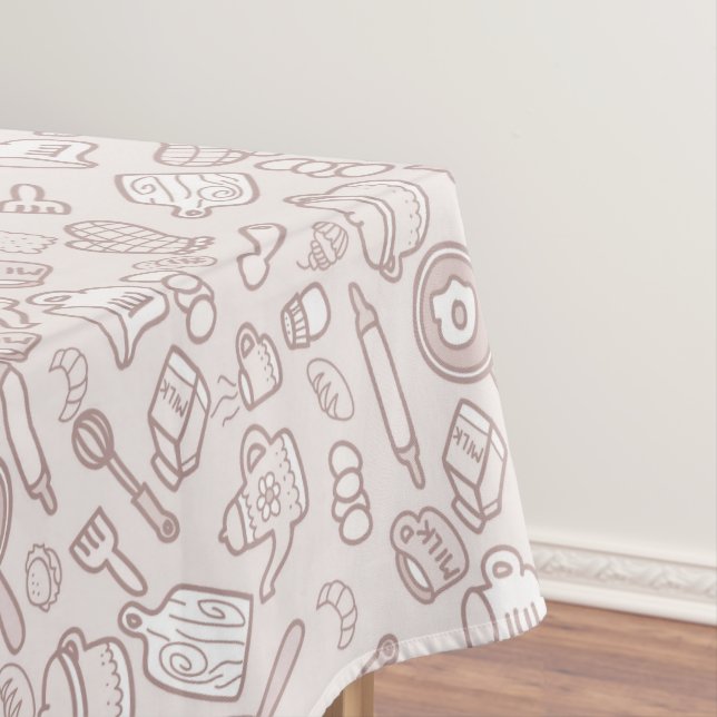 Cute Kitchenware Brown Tablecloth (In Situ)
