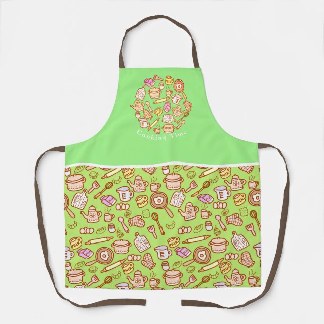 Cute Kitchenware Green Apron (Front)