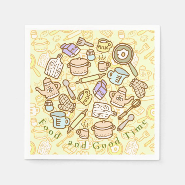 Cute Kitchenware Green Napkin (Front)