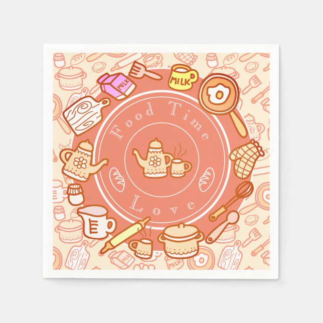 Cute Kitchenware Orange Napkin (Front)