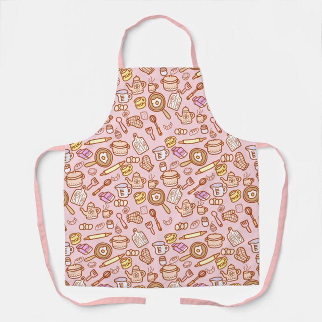 Cute Kitchenware Pink Apron (Front)