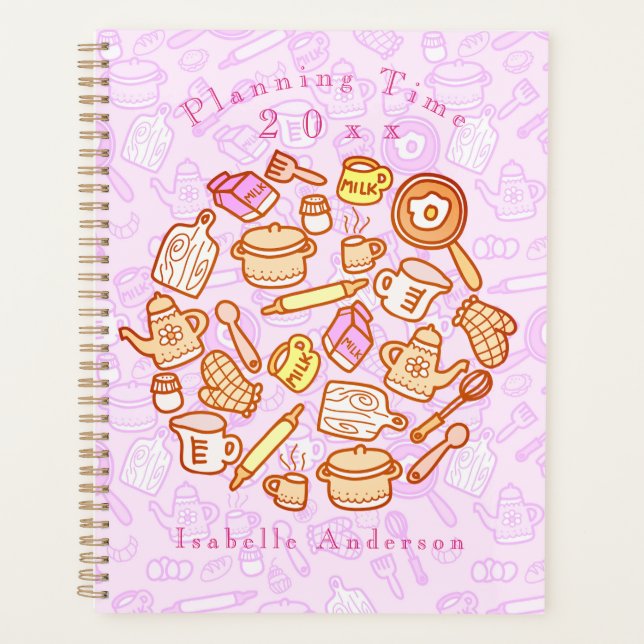 Cute Kitchenware Pink Planner (Front)