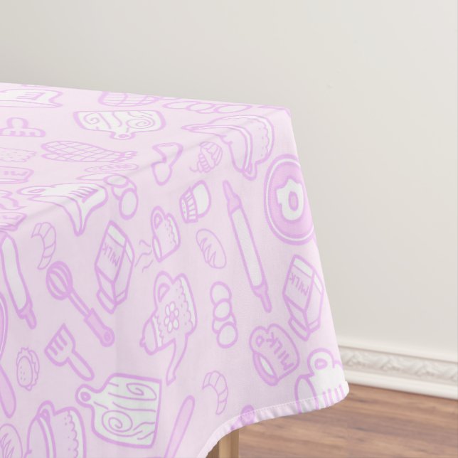 Cute Kitchenware Pink Tablecloth (In Situ)