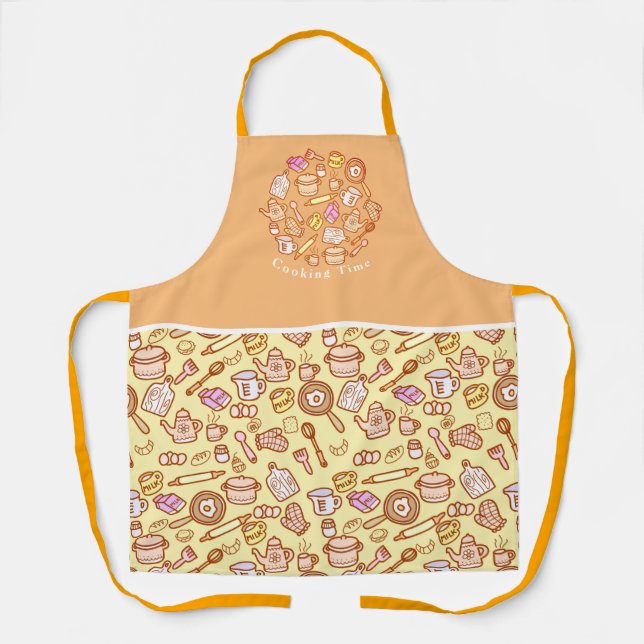 Cute Kitchenware Yellow Apron (Front)