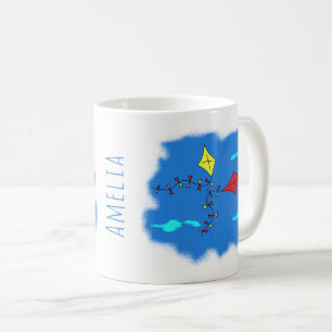 Cute Kite Drawing Kids Name Coffee Mug