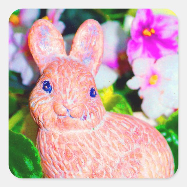 Cute Kitschy Bunny Rabbit   Square Sticker (Front)