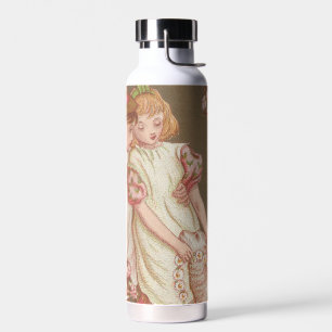 Cute Kitschy Vintage Valentine, Children with Lamb Water Bottle