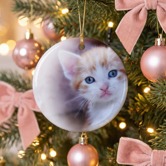Cute Kitten 1 Photo Ceramic Tree Decoration