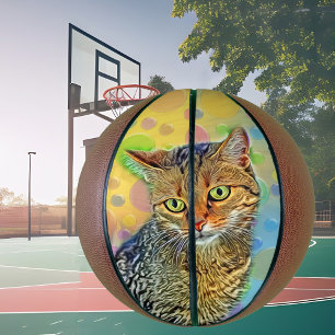 Cute kitten - abstract - colourful painting basketball