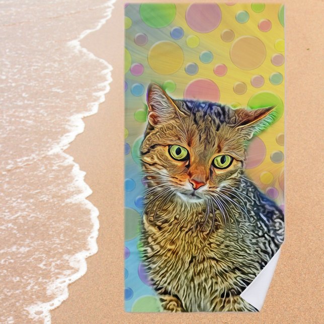 Cute kitten - abstract - colourful painting beach towel (Creator Uploaded)