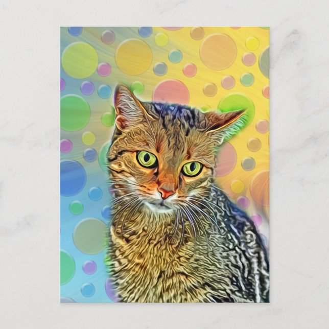 Cute kitten - abstract - colourful painting postcard (Front)
