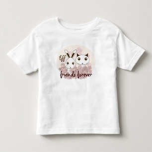 Cute Kitten and Bunny Animal Best Friends Girl Toddler T-Shirt