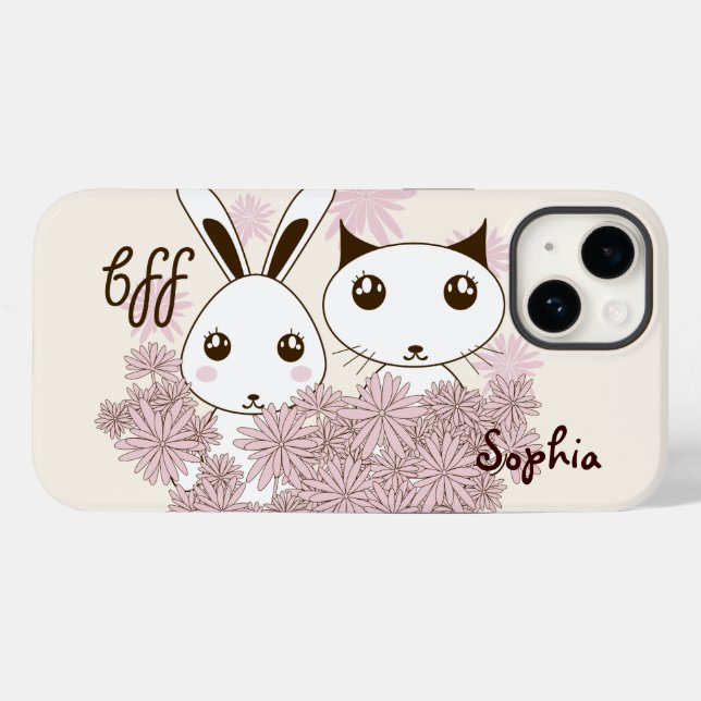 Cute Kitten and Bunny Animal Friends Girls Kids Case-Mate iPhone Case (Back (Horizontal))