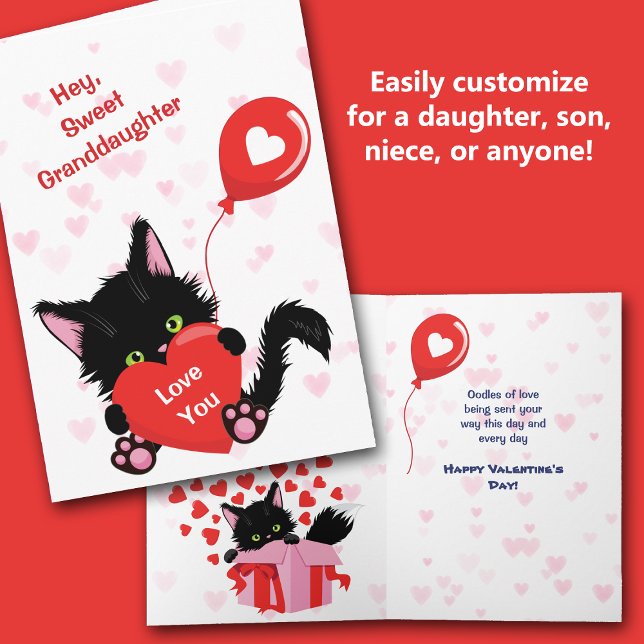Cute Kitten and Heart Balloon Valentine Card (Creator Uploaded)