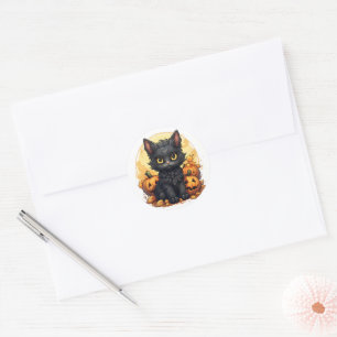 Cute Kitten and Jack-O-Lanterns Envelope Seal 