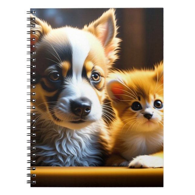 Cute Kitten and Puppy  Notebook (Front)