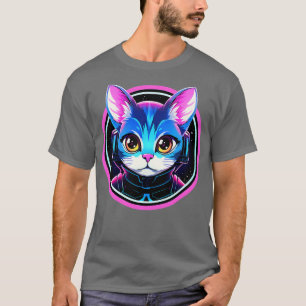 Cute Kitten Astronaut Cosmic Neon Space Catstronau T-Shirt