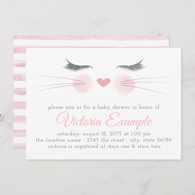 Cute Kitten Baby Shower Invitation (Front/Back)