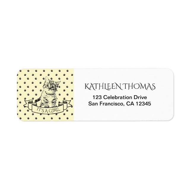 Cute Kitten Baby Shower Return Address Label (Front)