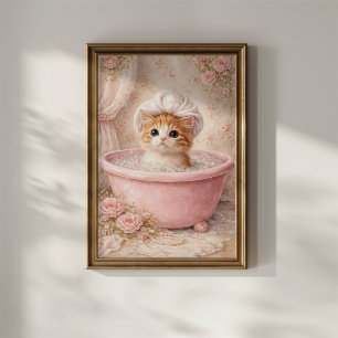 Cute Kitten Bath Poster