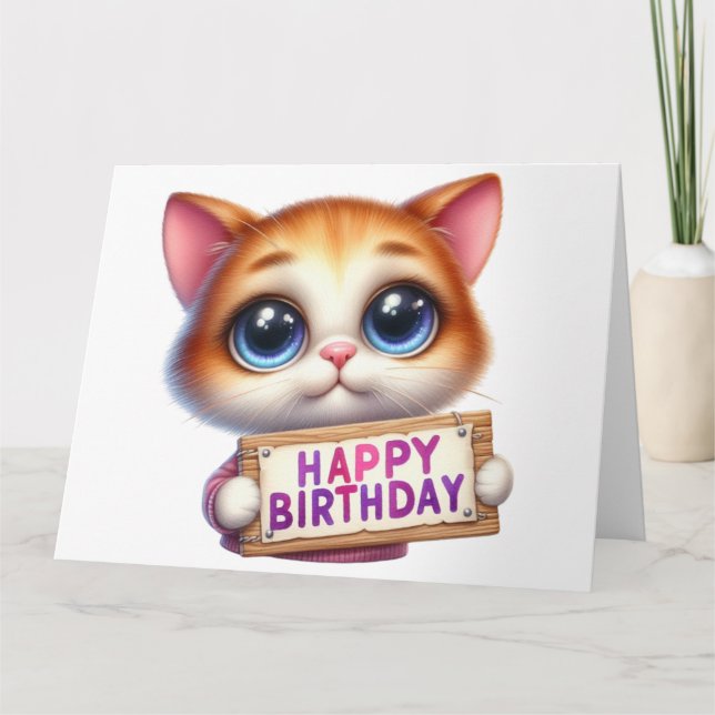 Cute  Kitten Birthday Card (Front)