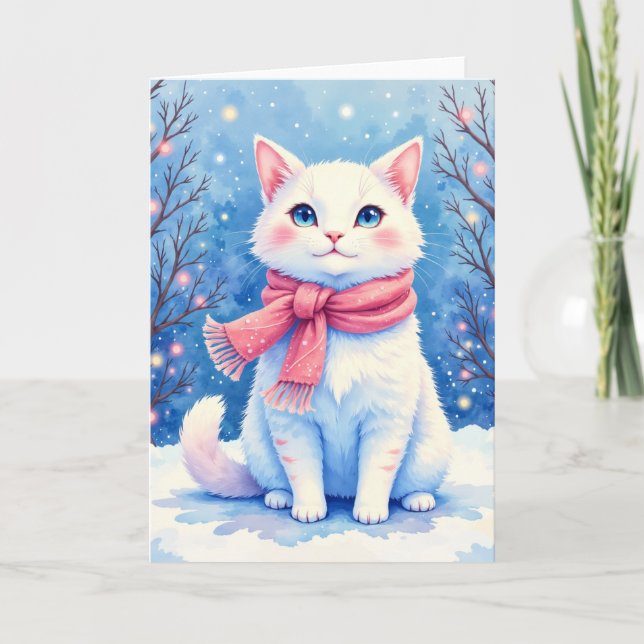 Cute Kitten Blank Holiday Greeting Card (Front)