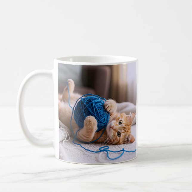 Cute Kitten Blue Coffee Mug (Left)