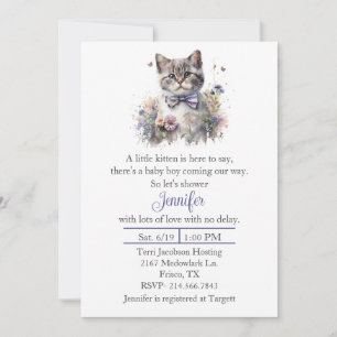 Cute Kitten Boys Baby Shower Invitation
