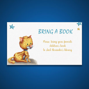 Cute Kitten Bring a Book Boy Baby Shower Enclosure Card