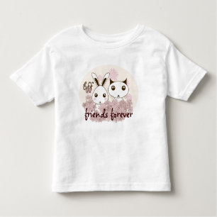 Cute Kitten Bunny Animal Best Friends Girl Toddler T-Shirt