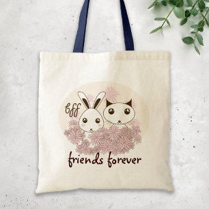 Cute Kitten Bunny Animal Best Friends Girls Kids Tote Bag