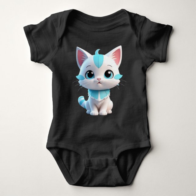 Cute Kitten Cartoon 3D Design-38063 Baby Bodysuit (Front)