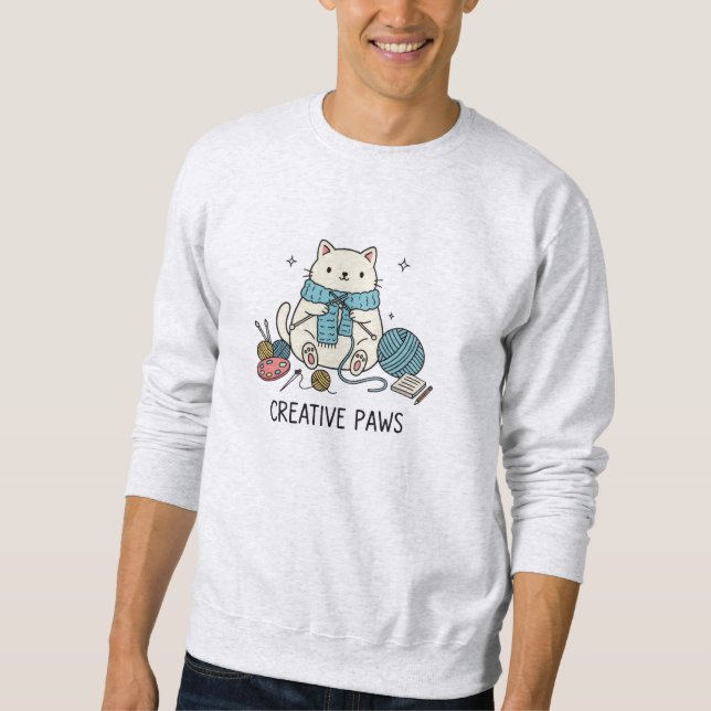 Cute Kitten Cartoon Line Cat Lovers Illustration  Sweatshirt (Front)